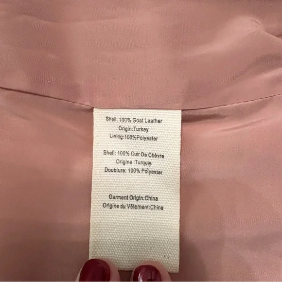 L'AGENCE Kenzie Double Breasted Goat Leather Blazer Beige Size 0 - Picture 11 of 11